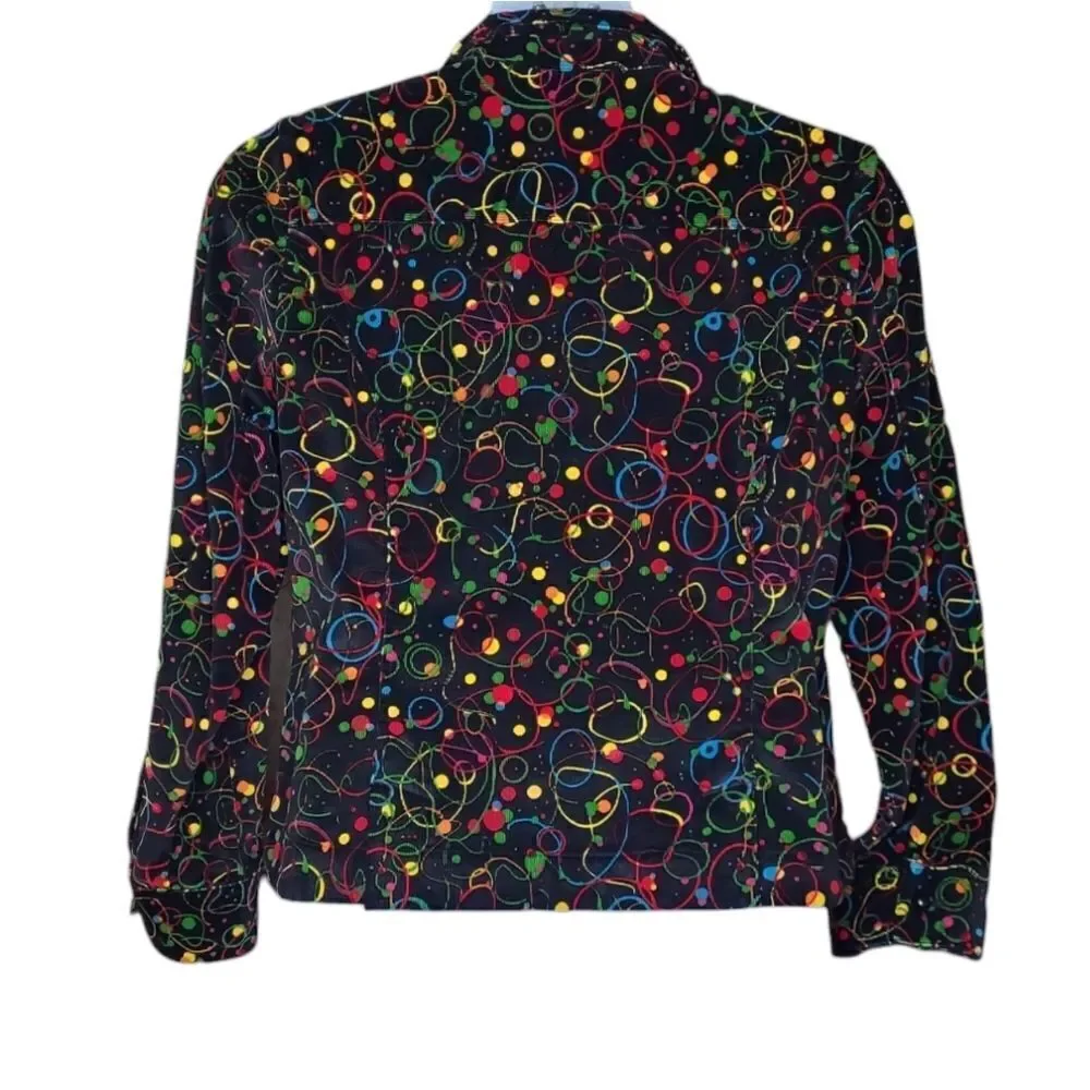 Y2K velvet corduroy kidcore clowncore stretch blazer jacket L - Picture 3 of 8